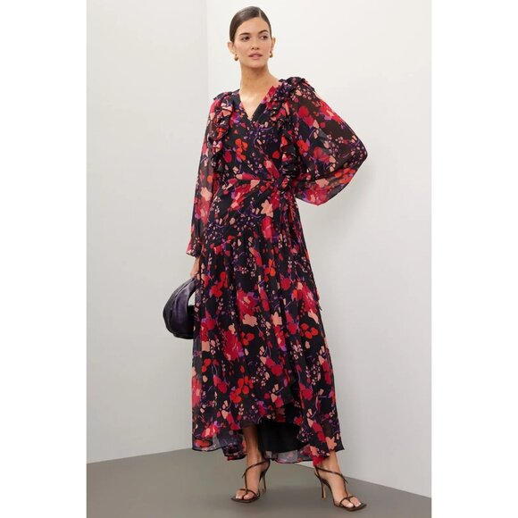 Slate & Willow Floral Midi Wrap Dress - Picture 1 of 9